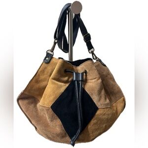 Free People Tovey Brown Suede Bucket Bag Handmade